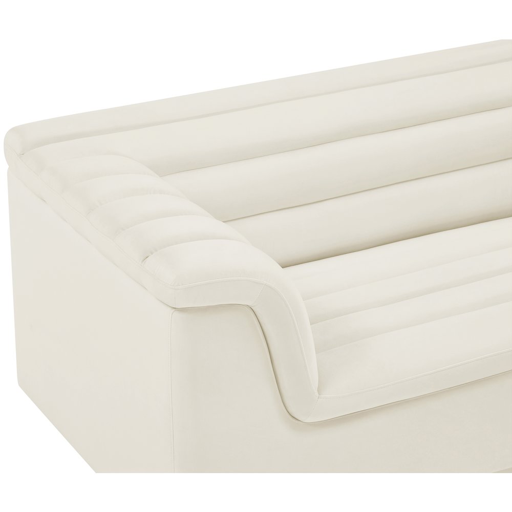 Cascade Cream Velvet Fabric Loveseat
