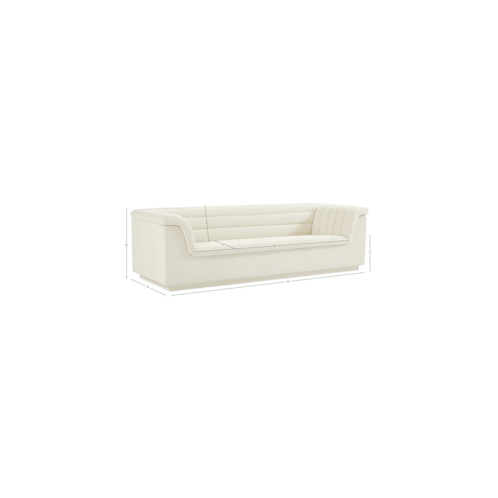 Cascade Cream Velvet Fabric Sofa