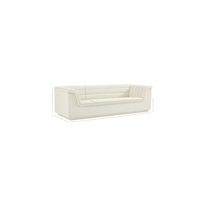 Cascade Cream Velvet Fabric Sofa