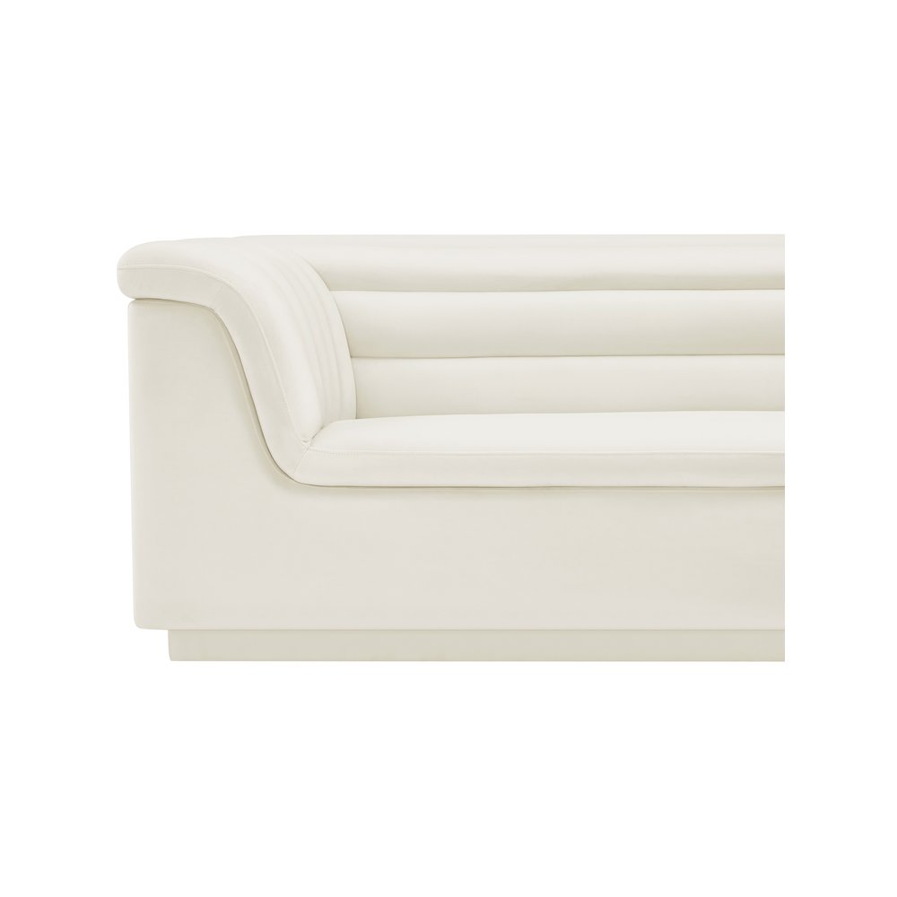 Cascade Cream Velvet Fabric Sofa