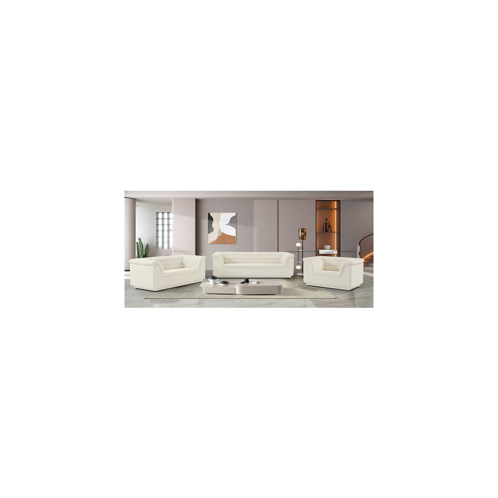 Cascade Cream Velvet Fabric Sofa
