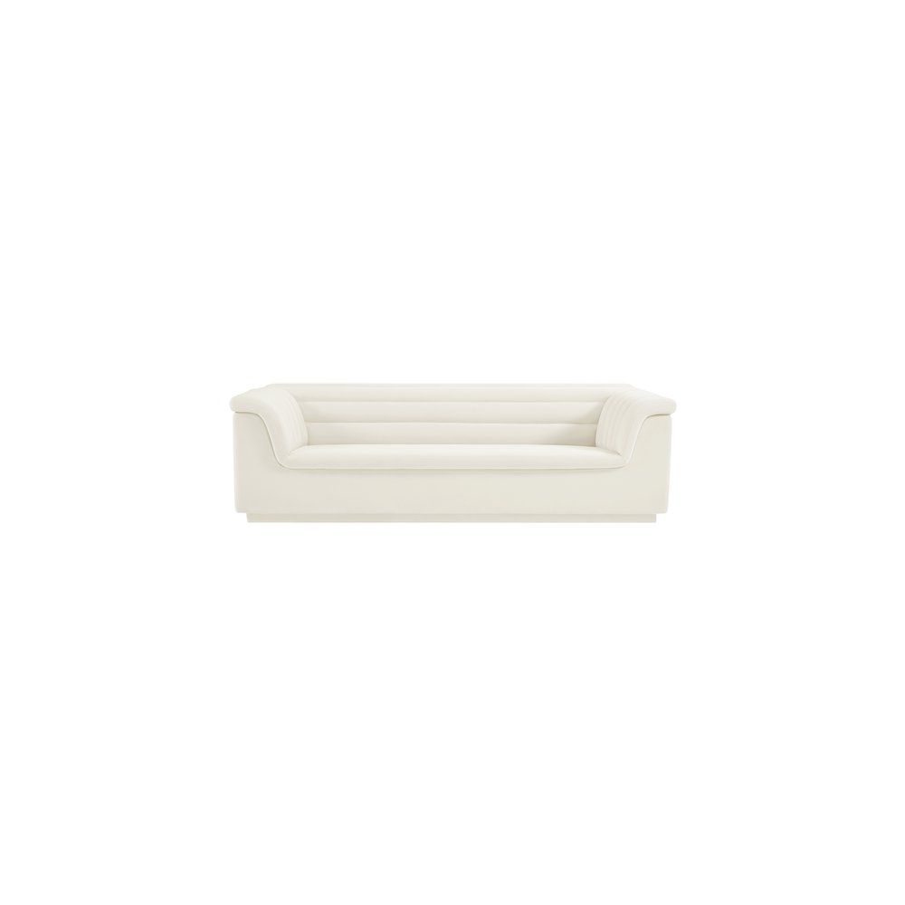 Cascade Cream Velvet Fabric Sofa