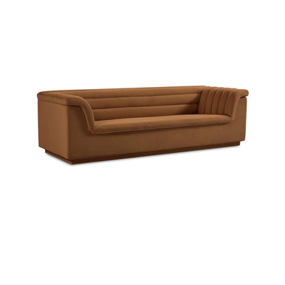 Cascade Saddle Velvet Fabric Sofa