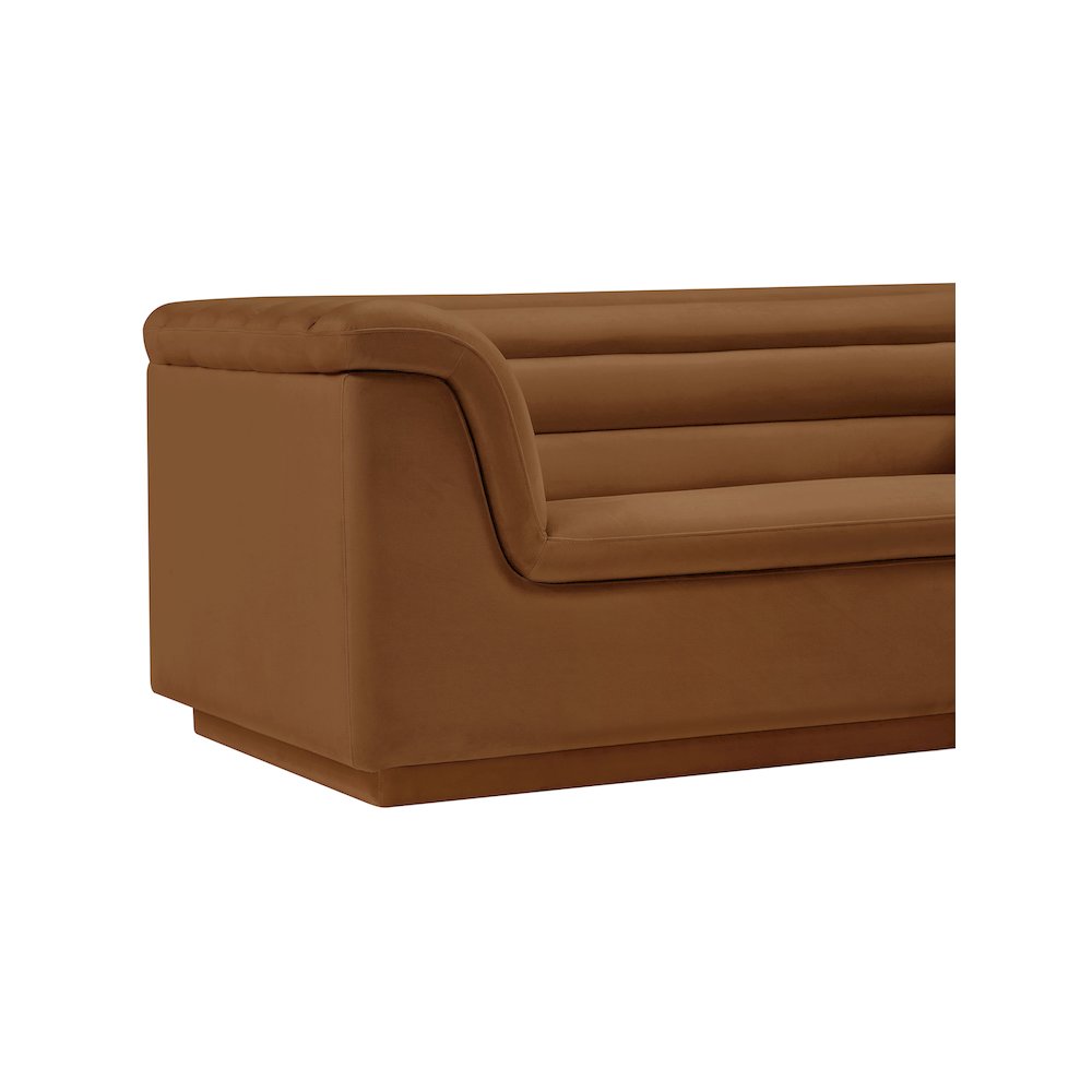 Cascade Saddle Velvet Fabric Sofa