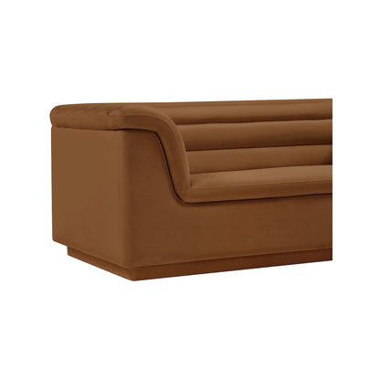 Cascade Saddle Velvet Fabric Sofa
