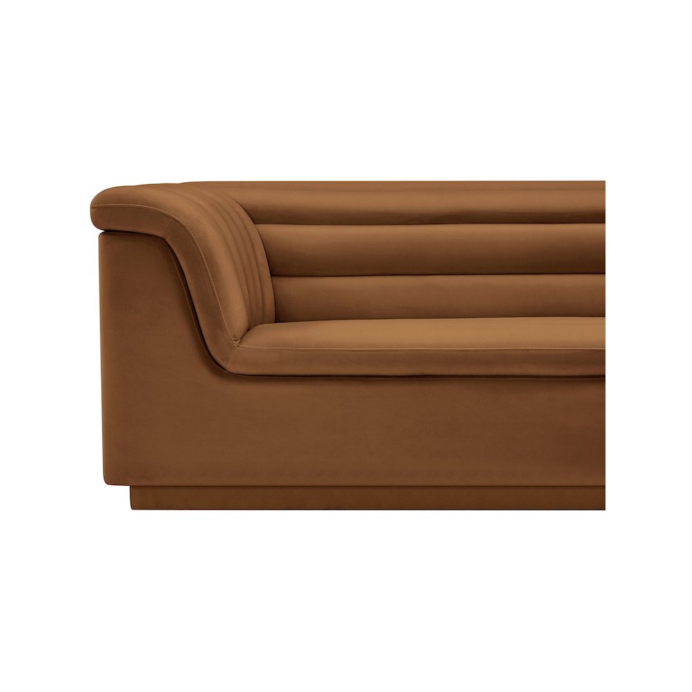 Cascade Saddle Velvet Fabric Sofa