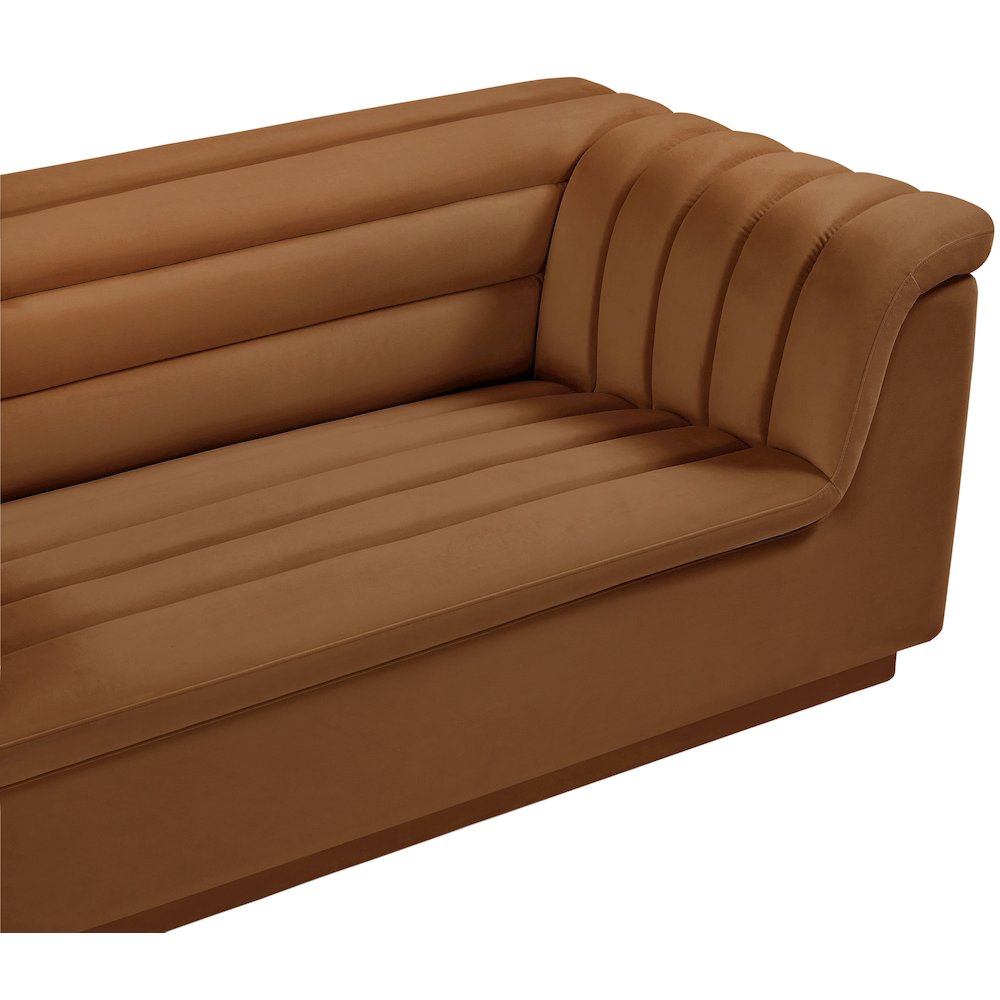 Cascade Saddle Velvet Fabric Sofa