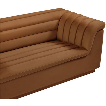 Cascade Saddle Velvet Fabric Sofa