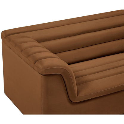 Cascade Saddle Velvet Fabric Sofa
