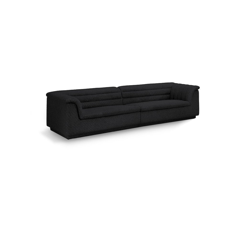 Cascade Black Boucle Fabric Modular Sofa