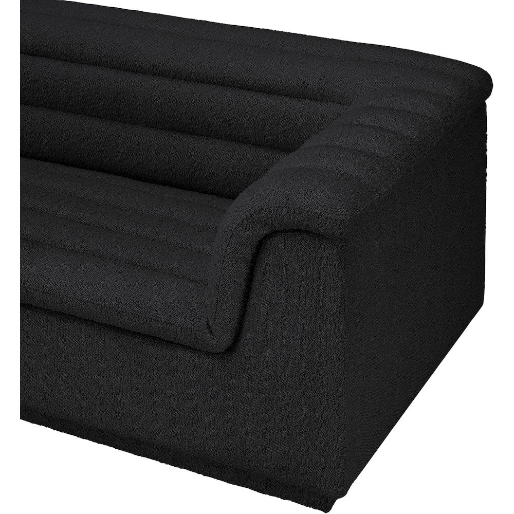 Cascade Black Boucle Fabric Modular Sectional
