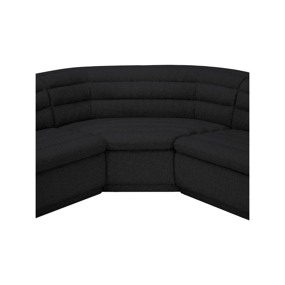 Cascade Black Boucle Fabric Modular Sectional