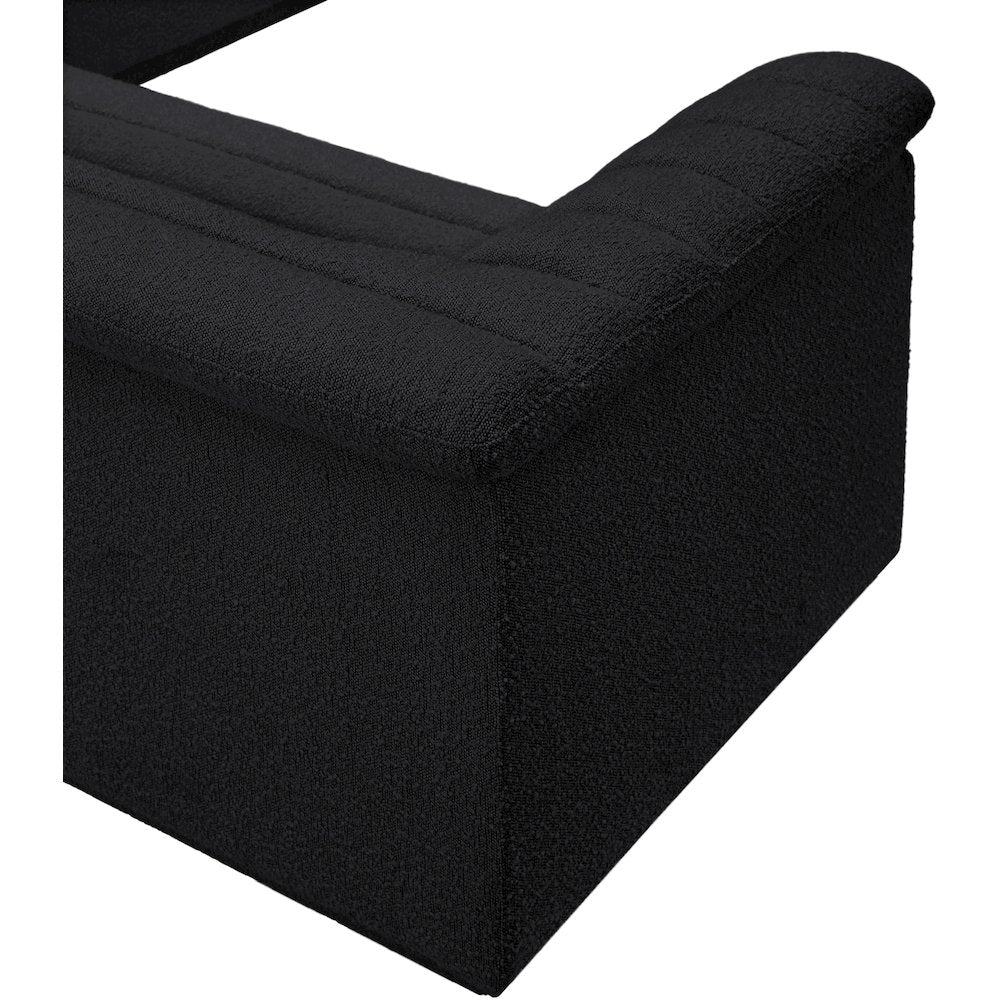 Cascade Black Boucle Fabric Modular Sectional