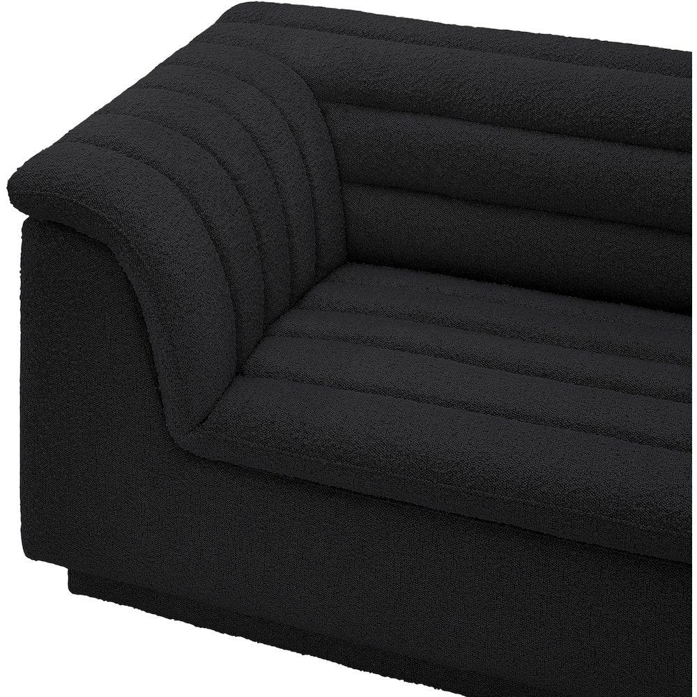 Cascade Black Boucle Fabric Modular Sectional