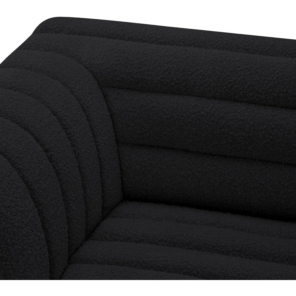 Cascade Black Boucle Fabric Modular Sectional