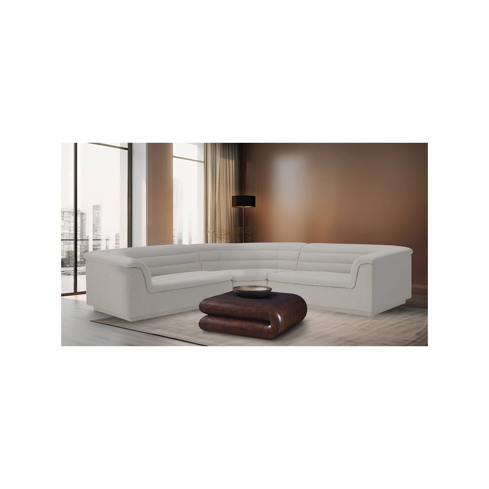 Cascade Cream Boucle Fabric Modular Sectional