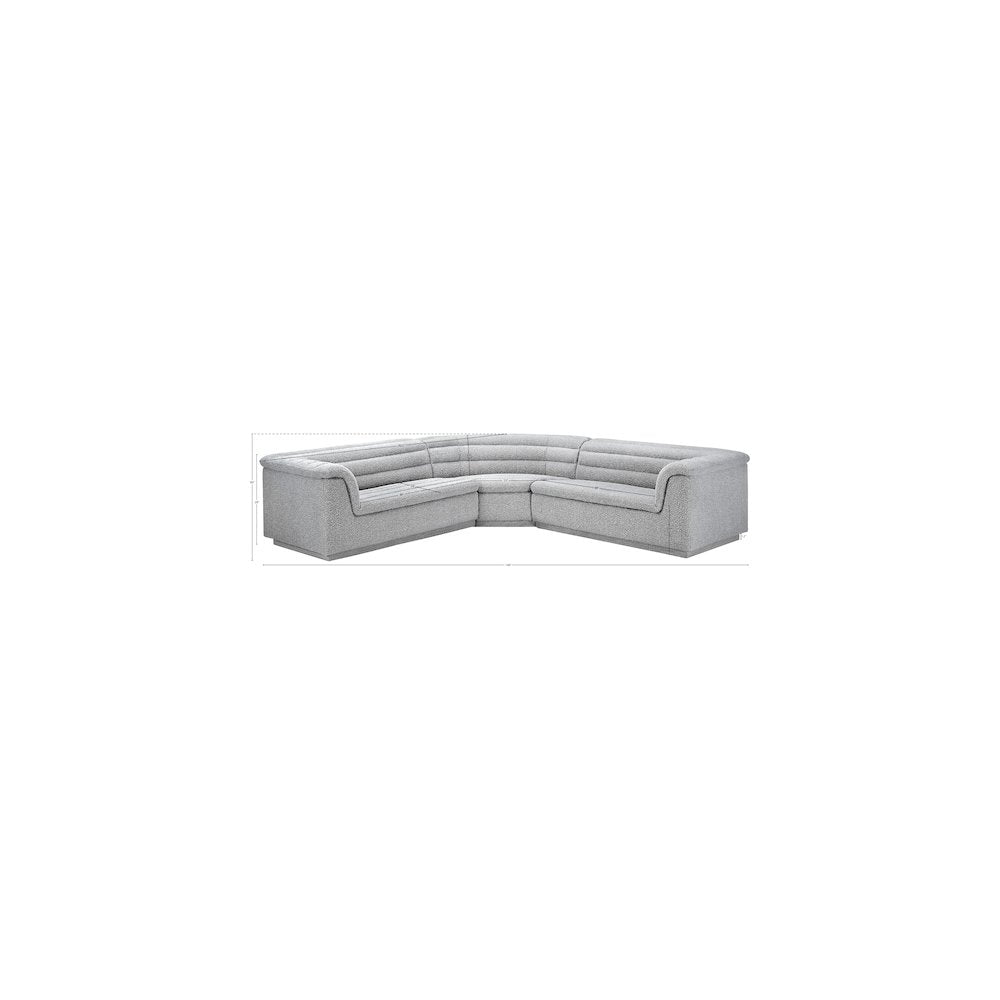 Cascade Grey Boucle Fabric Modular Sectional