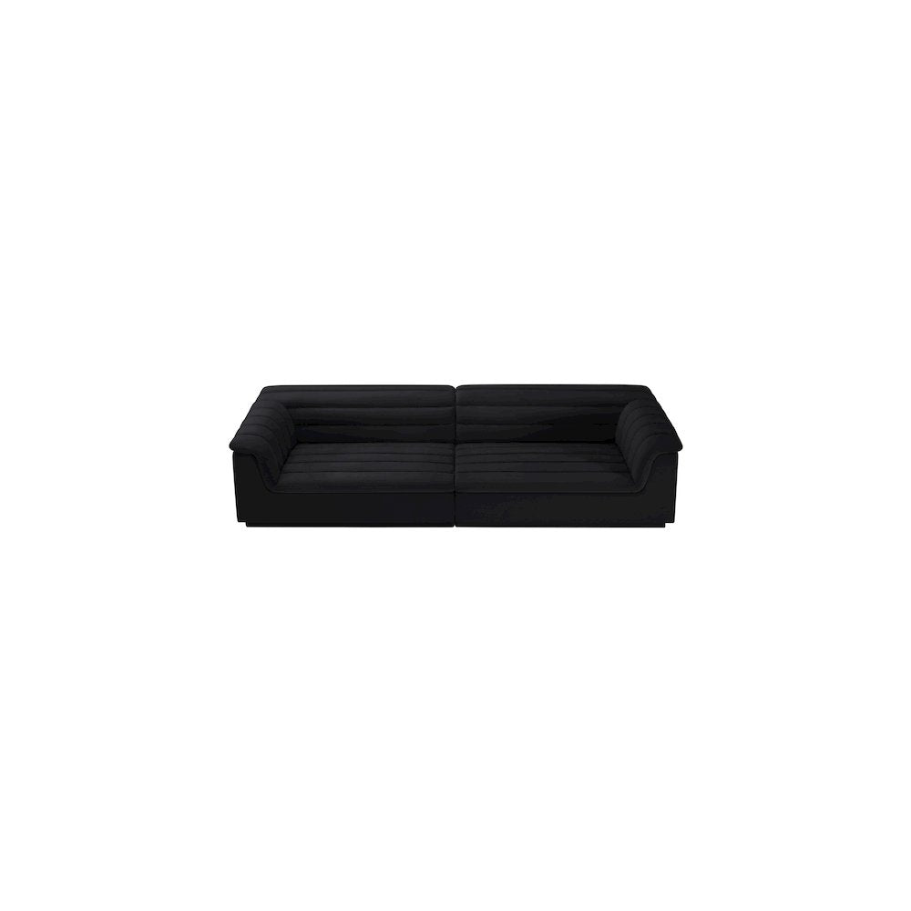 Cascade Black Velvet Fabric Modular Sofa