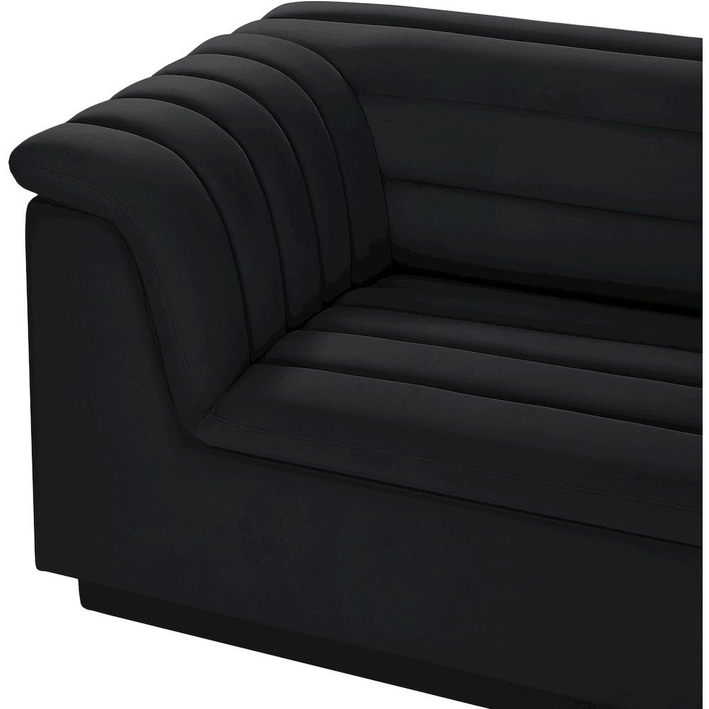 Cascade Black Velvet Fabric Modular Sofa