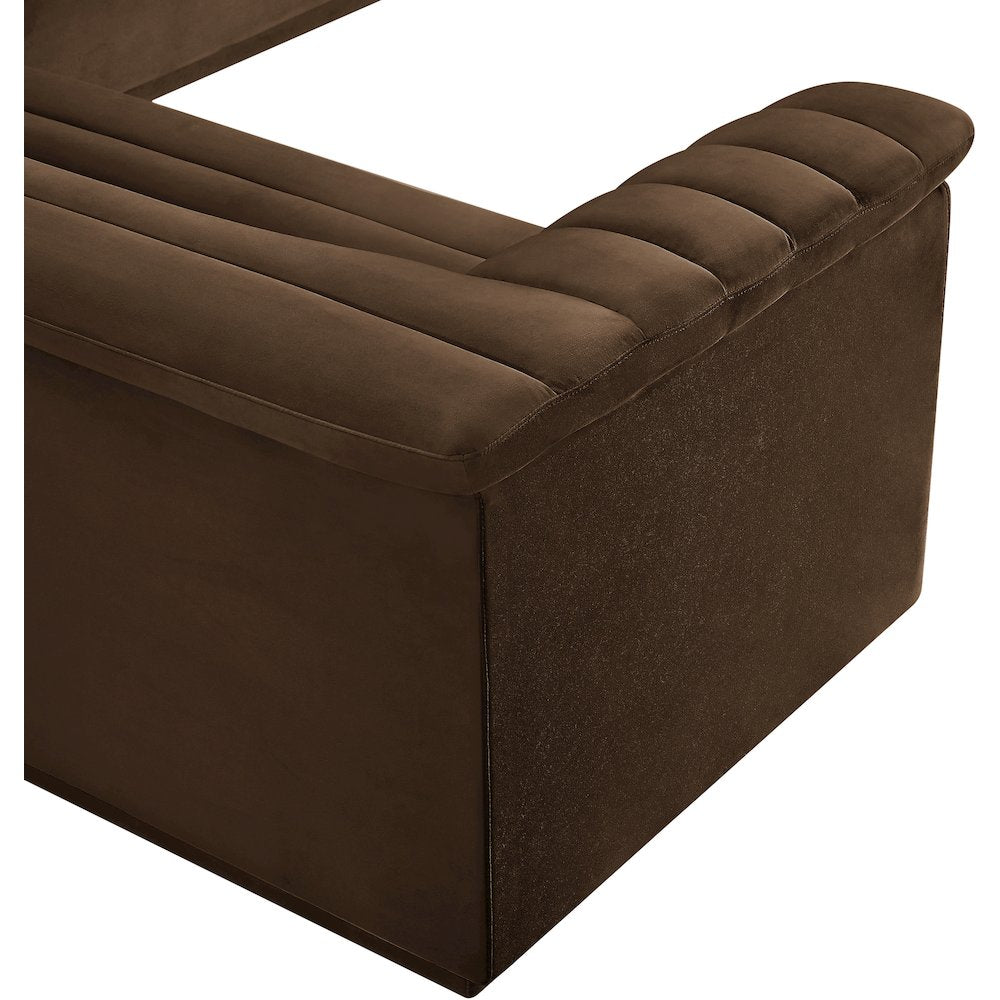 Cascade Brown Velvet Fabric Modular Sectional