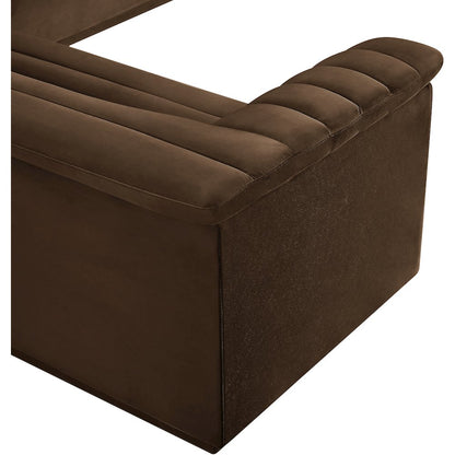 Cascade Brown Velvet Fabric Modular Sectional