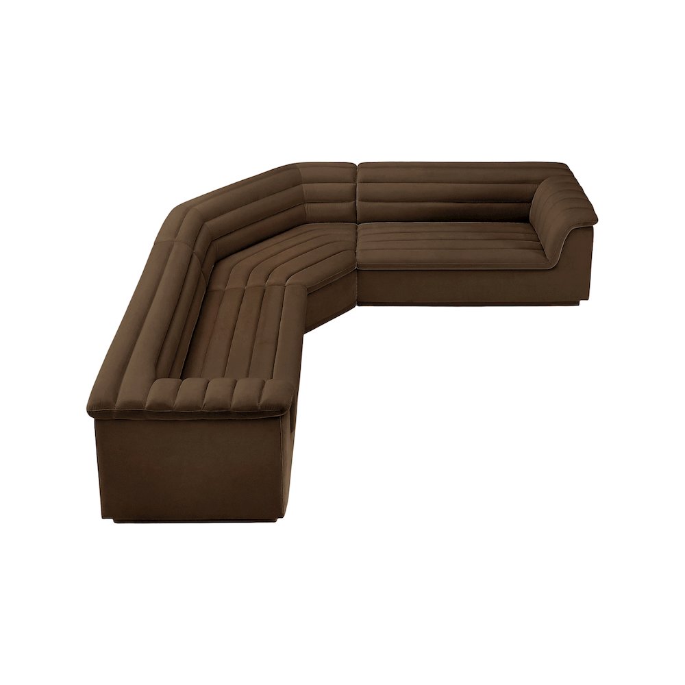 Cascade Brown Velvet Fabric Modular Sectional
