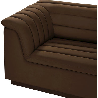 Cascade Brown Velvet Fabric Modular Sectional