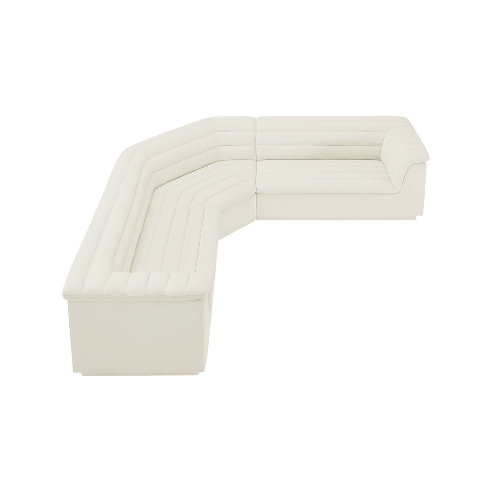 Cascade Cream Velvet Fabric Modular Sectional