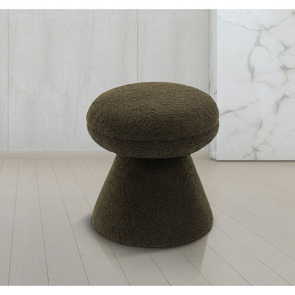 Drum Green Faux Shearling Teddy Fabric Ottoman/Stool