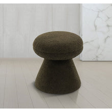 Drum Green Faux Shearling Teddy Fabric Ottoman/Stool