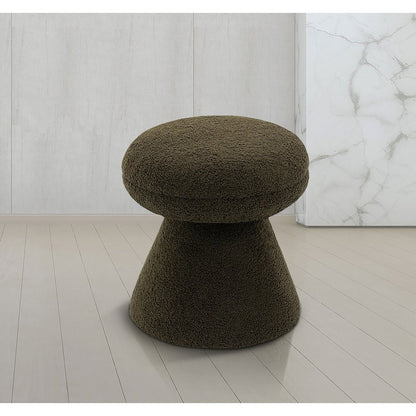 Drum Green Faux Shearling Teddy Fabric Ottoman/Stool