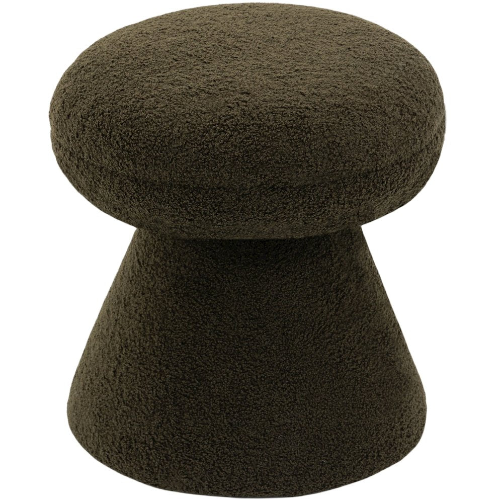 Drum Green Faux Shearling Teddy Fabric Ottoman/Stool
