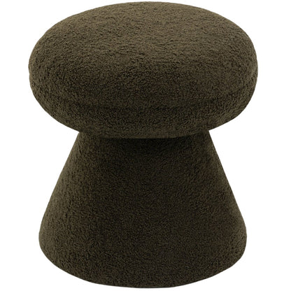 Drum Green Faux Shearling Teddy Fabric Ottoman/Stool