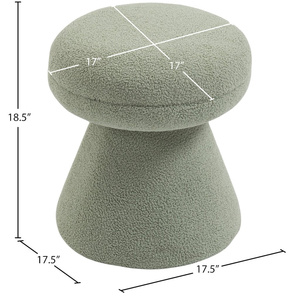 Drum Mint Faux Shearling Teddy Fabric Ottoman/Stool