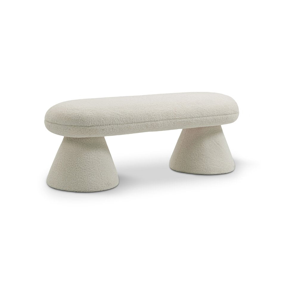 Drum Beige Faux Shearling Teddy Fabric Bench