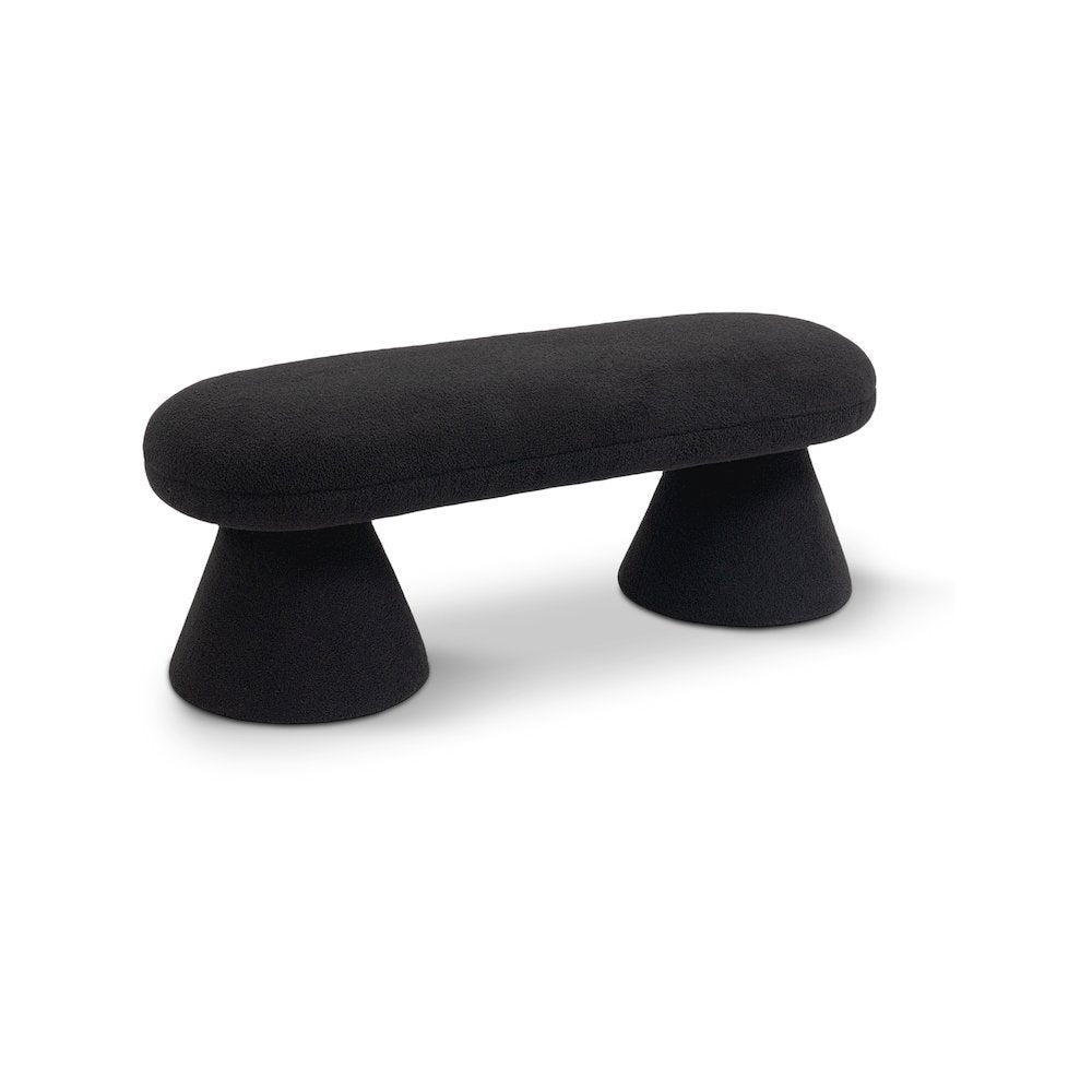 Drum Black Faux Shearling Teddy Fabric Bench