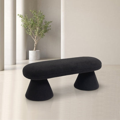 Drum Black Faux Shearling Teddy Fabric Bench