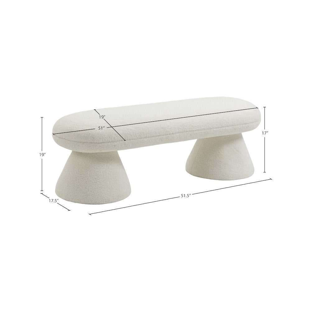 Drum Cream Faux Shearling Teddy Fabric Bench