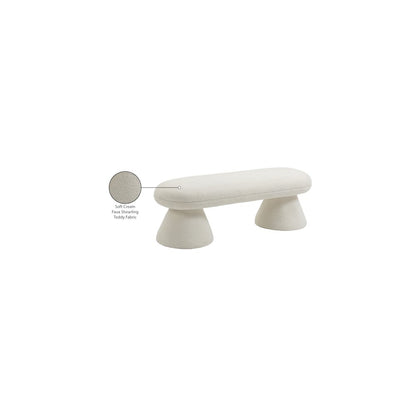 Drum Cream Faux Shearling Teddy Fabric Bench