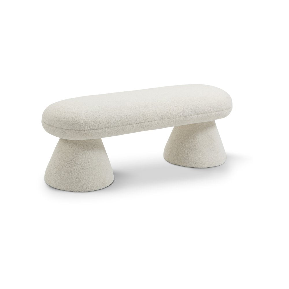 Drum Cream Faux Shearling Teddy Fabric Bench
