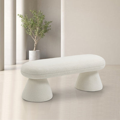 Drum Cream Faux Shearling Teddy Fabric Bench