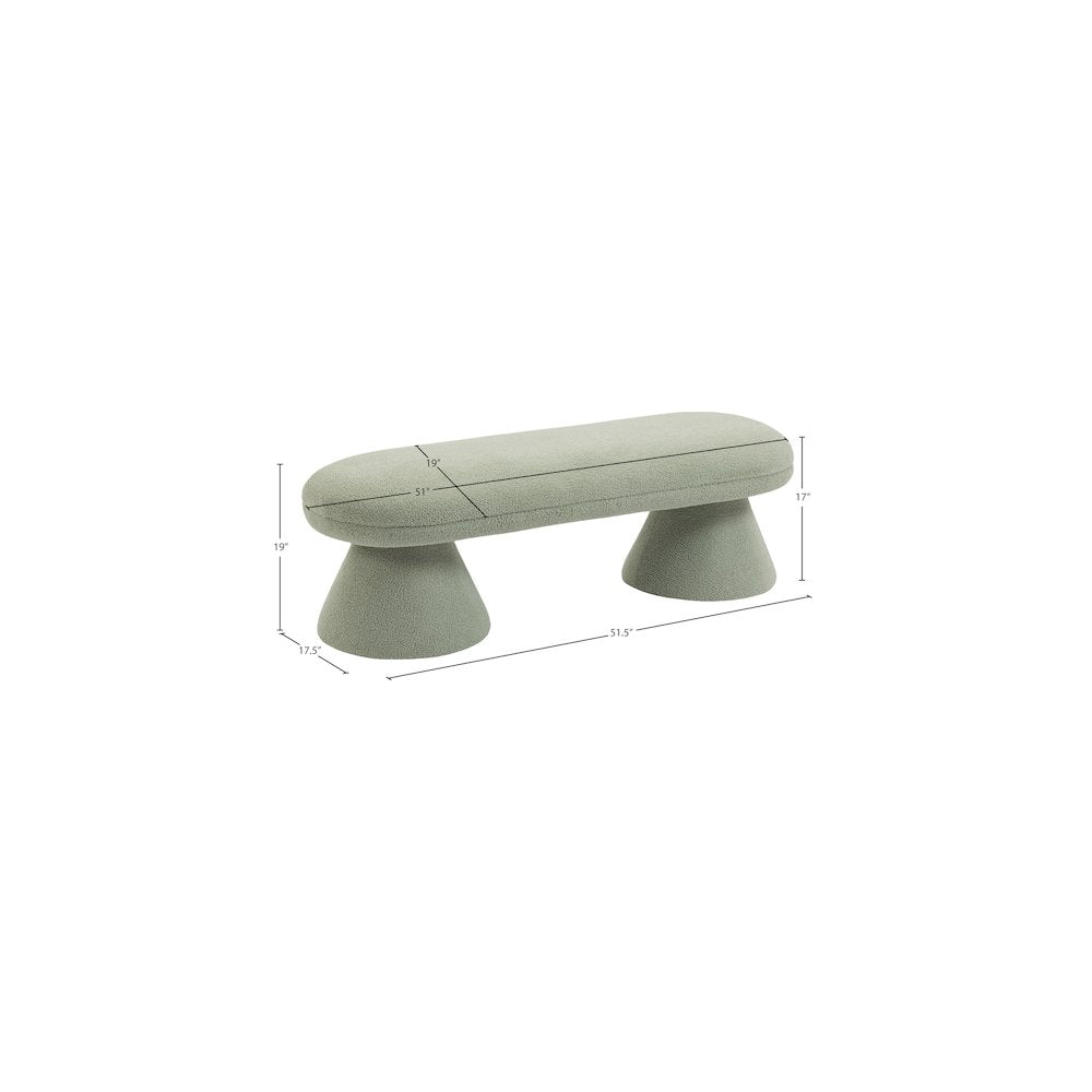Drum Mint Faux Shearling Teddy Fabric Bench