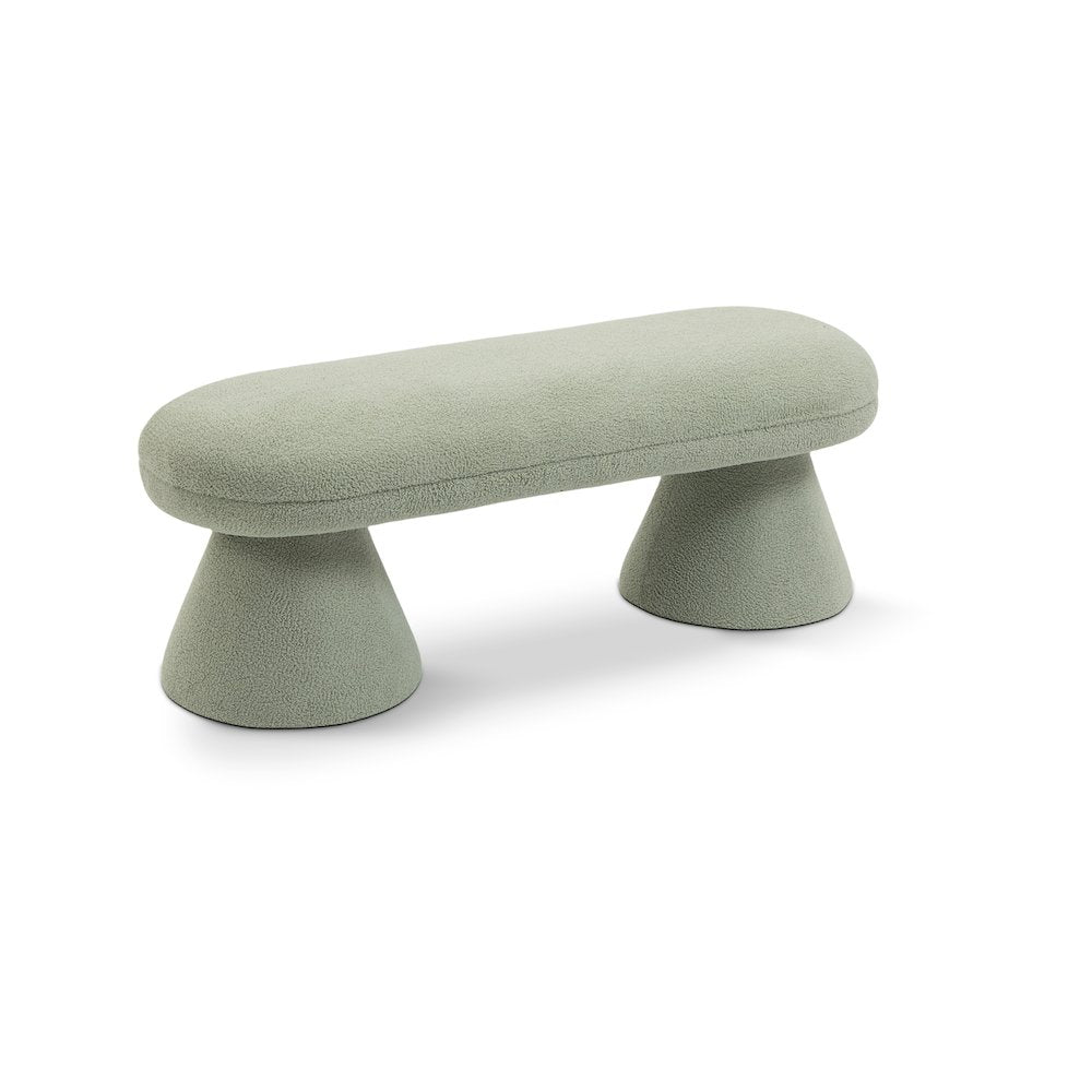 Drum Mint Faux Shearling Teddy Fabric Bench