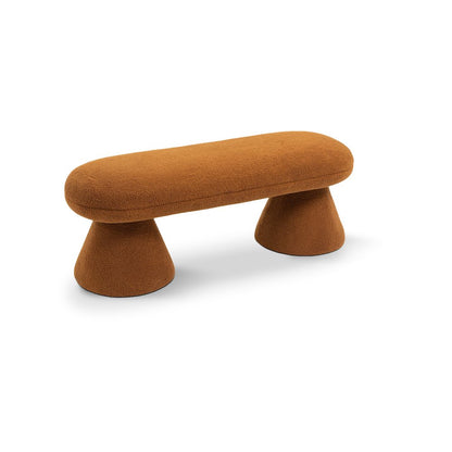 Drum Saddle Faux Shearling Teddy Fabric Bench