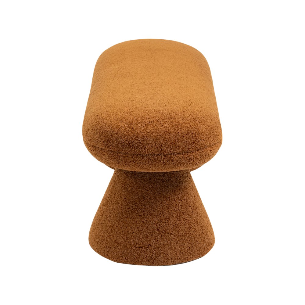 Drum Saddle Faux Shearling Teddy Fabric Bench