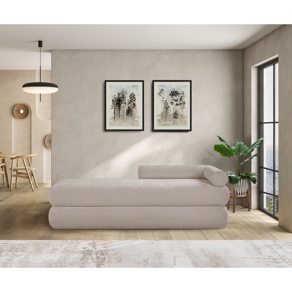 Kennedy Beige Chenille Fabric Bench