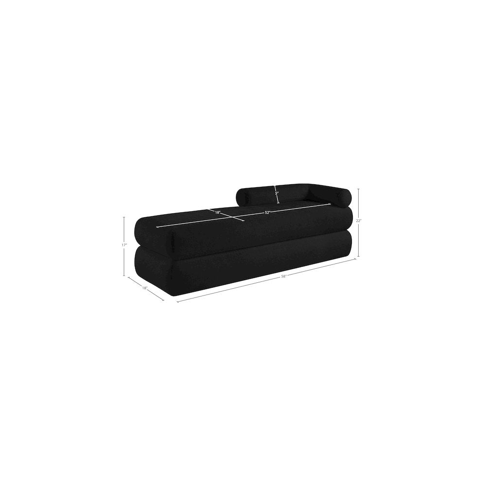 Kennedy Black Chenille Fabric Bench