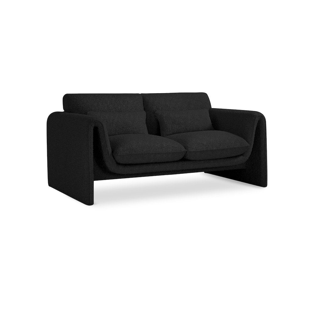Stylus Black Boucle Fabric Loveseat