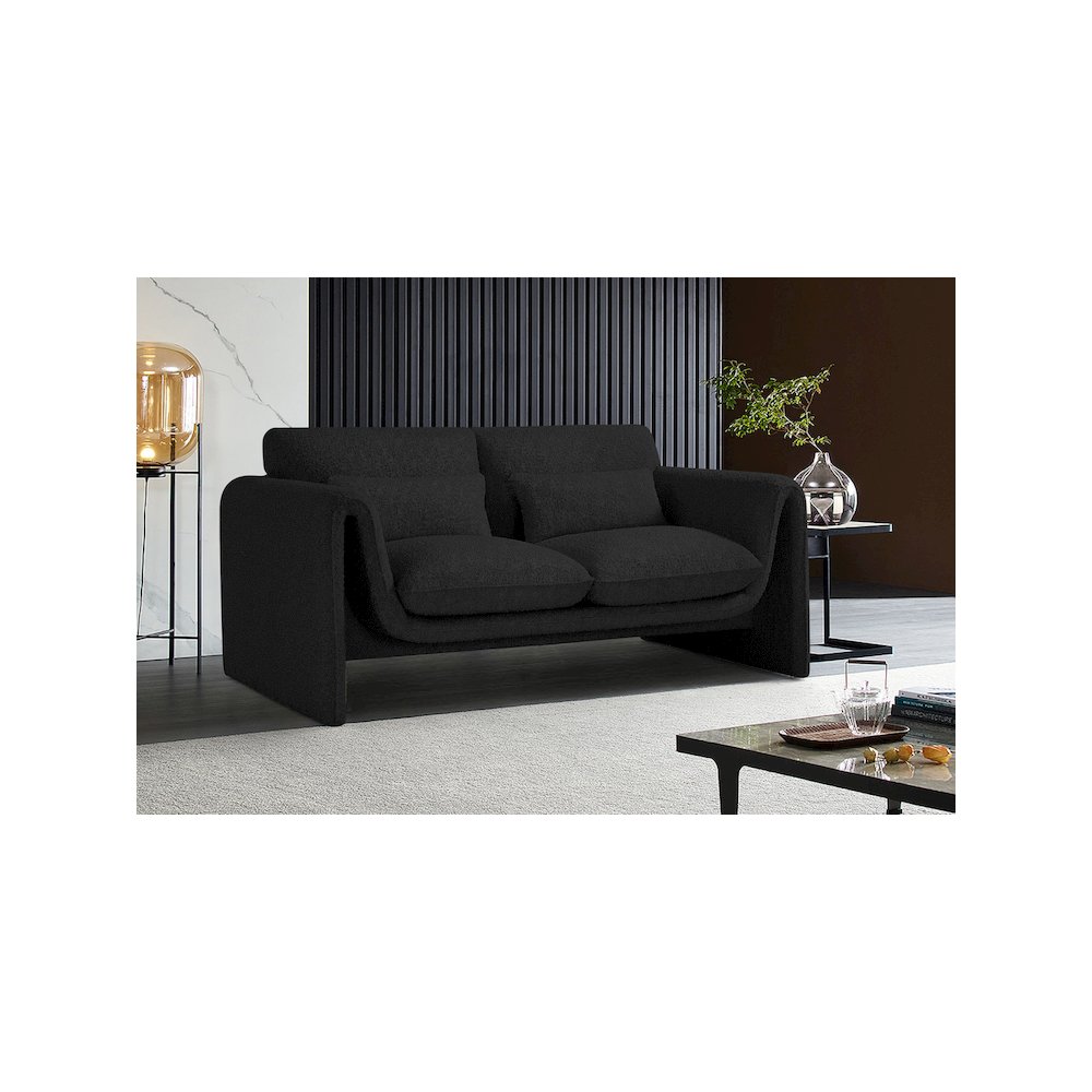 Stylus Black Boucle Fabric Loveseat