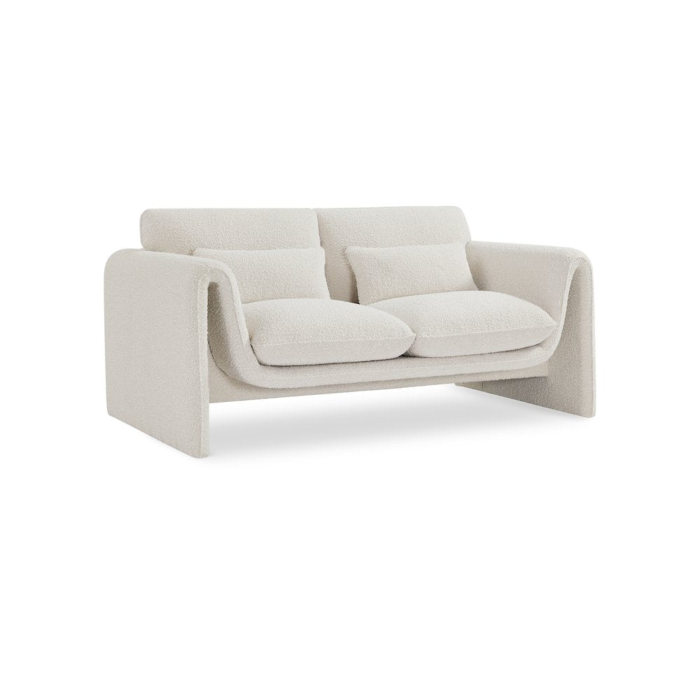Stylus Cream Boucle Fabric Loveseat